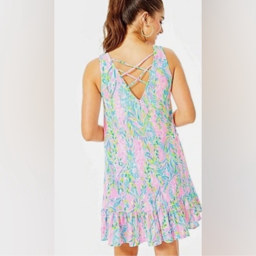 Lilly Pulitzer Pastel Pink Green Blue Floral Midi Dress - Picture 3 of 13